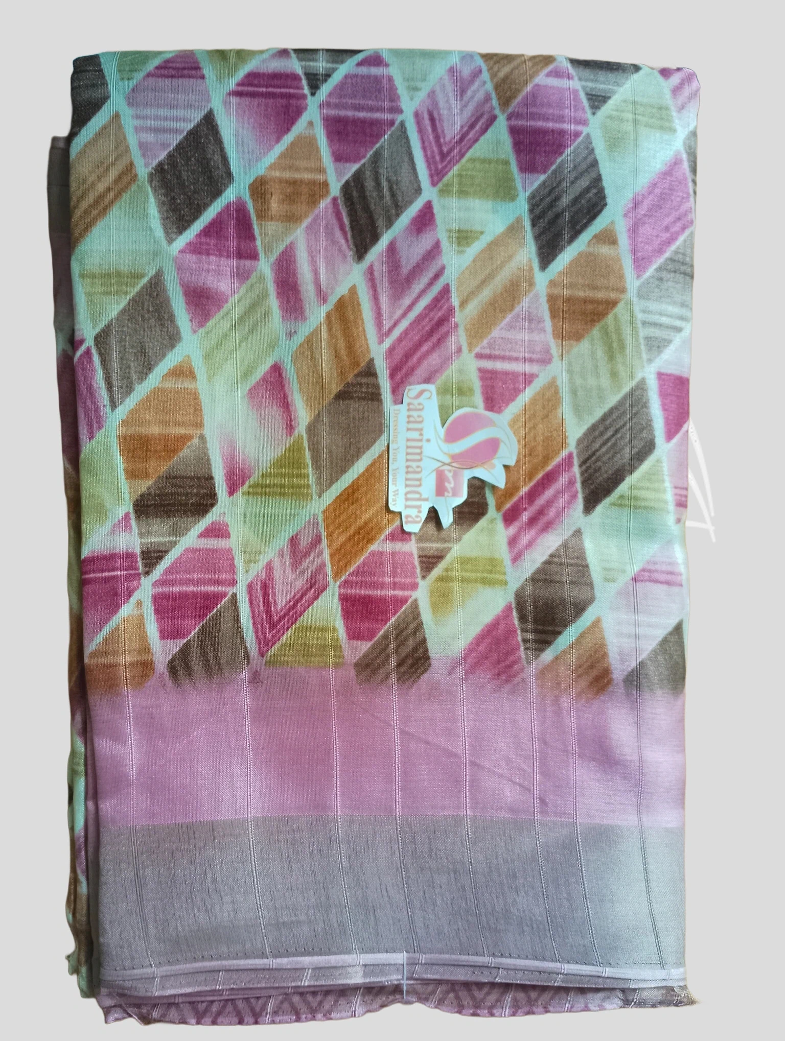 Handloom Printed Saree with Jacquard Border- Sper Star - Pink